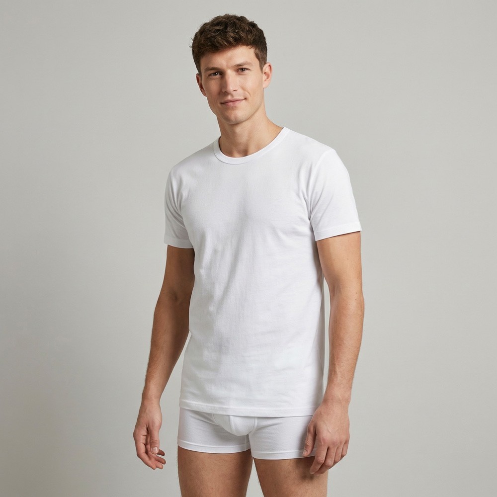 Camiseta interior manga corta 100% algodón | Ropa interior profesional
