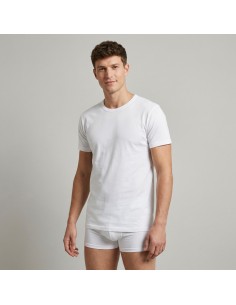 Camiseta interior manga corta, algodón, blanca