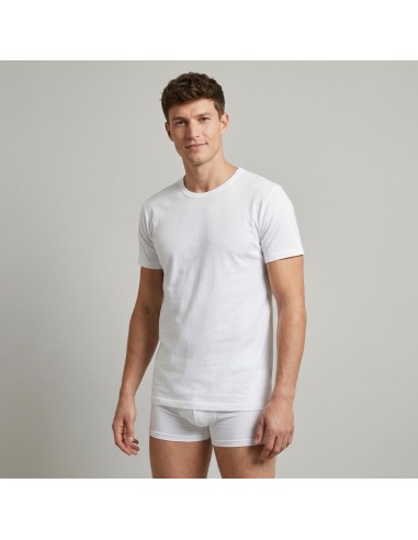 Camiseta interior manga corta, algodón, blanca