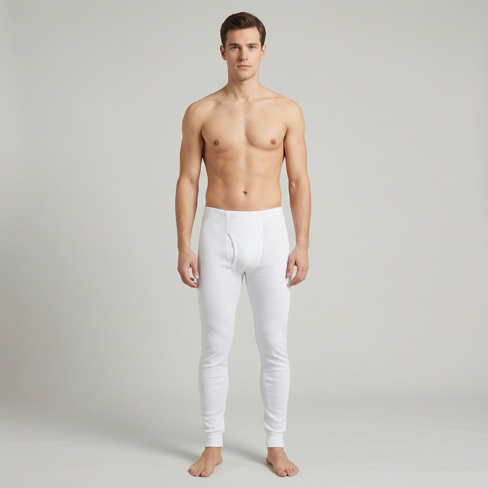 Calzoncillo largo blanco de algodón | Ropa interior térmica profesional B2B