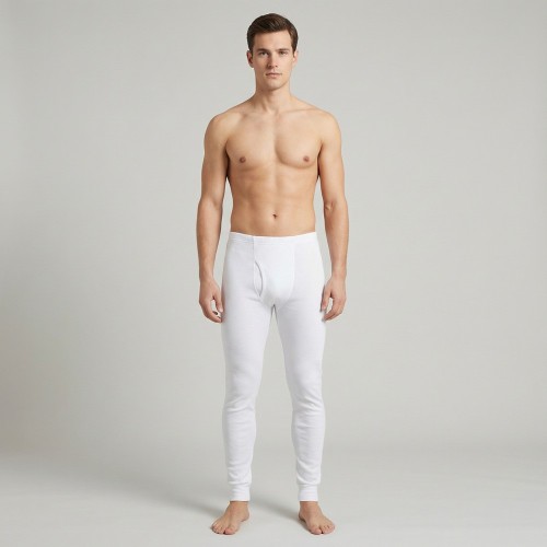 Calzoncillo largo blanco de algodón | Ropa interior térmica profesional B2B