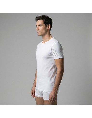 Camiseta interior manga corta, algodón, blanca