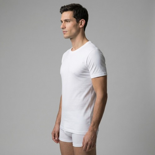 Camiseta interior manga corta 100% algodón | Ropa interior profesional