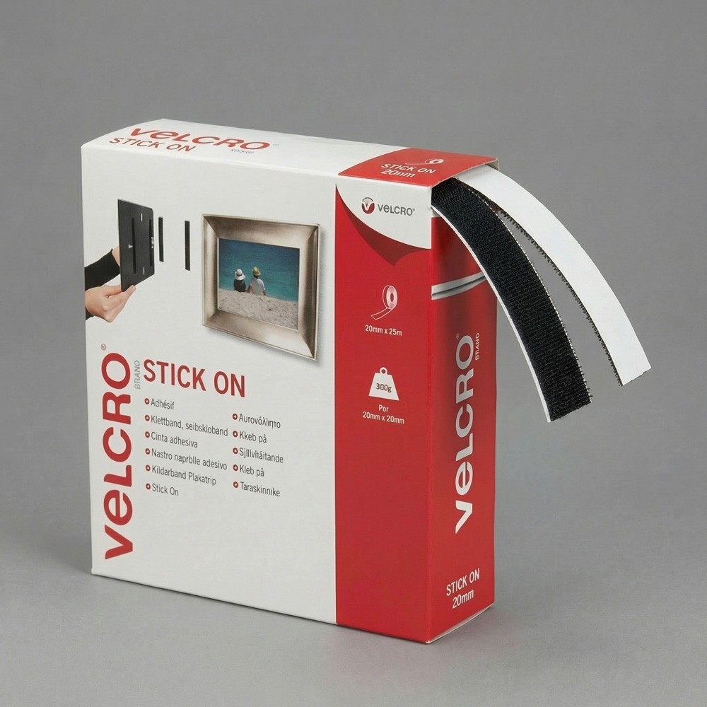 Velcro adhesivo 20 mm gancho y rizo 25 m | Suministro textil profesional B2B