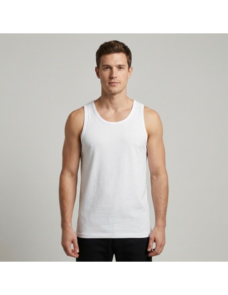 Camiseta interior de tirantes, algodón, blanca