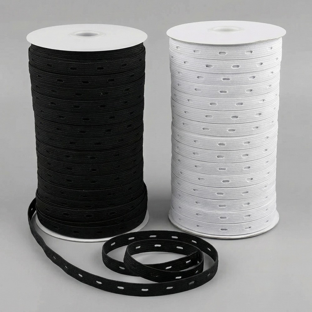 Goma elástica con ojales en bobina | Suministro textil profesional B2B
