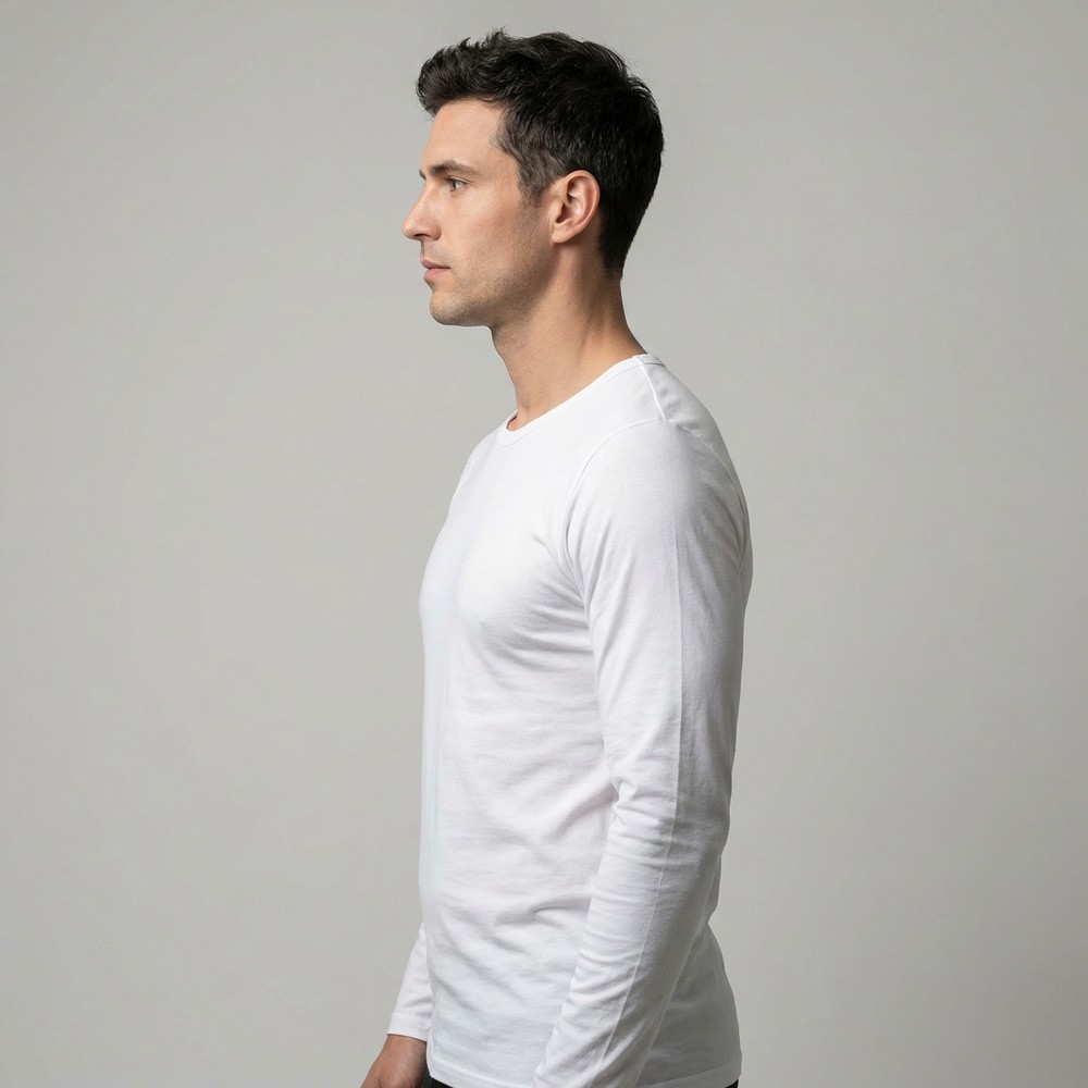 Camiseta interior manga larga 100% algodón blanca | Ropa laboral profesional B2B